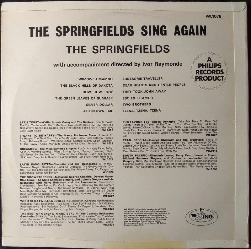 The Springfields - The Springfields Sing Again LP