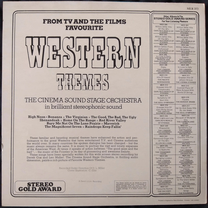 The Cinema Sound Stage Orchestra - Favourite TV And Film Western Themes LP