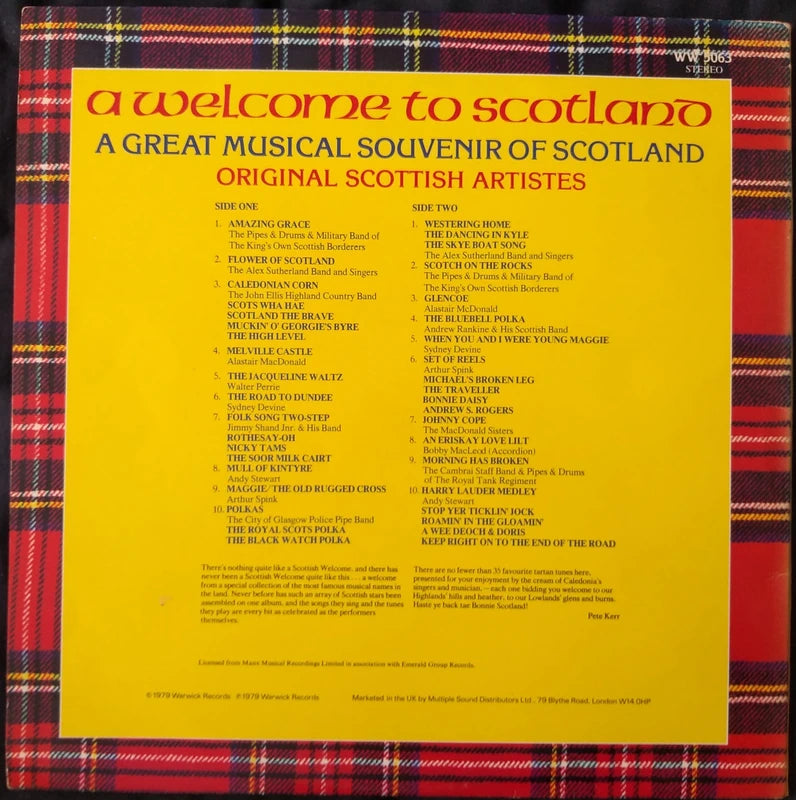 Various - A Welcome To Scotland (Warwick) 12" vinyl LP VG/VG