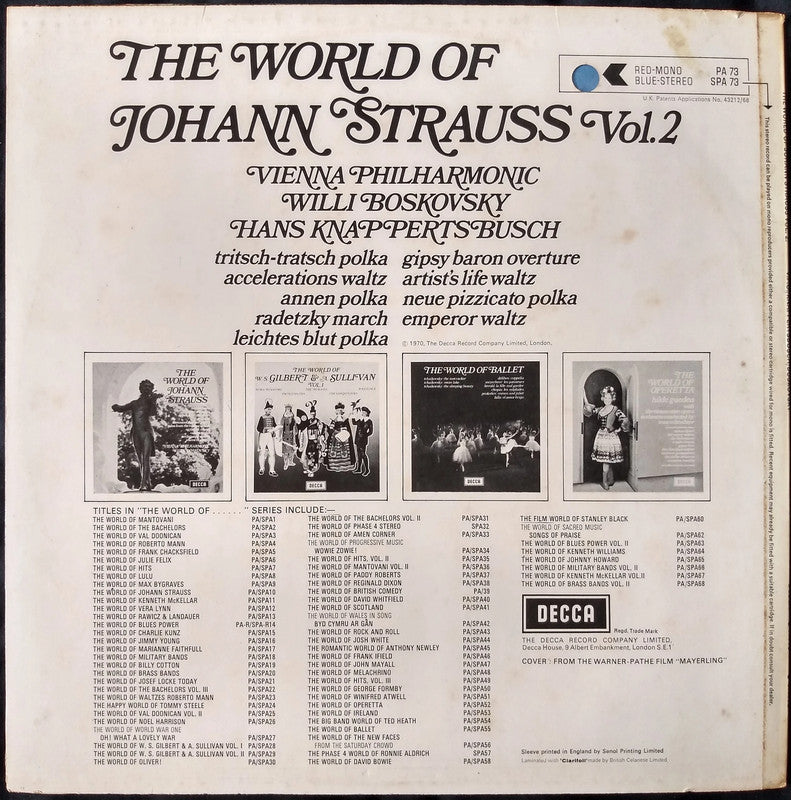 Johann Strauss - The World Of Johann Strauss Vol. 2 LP