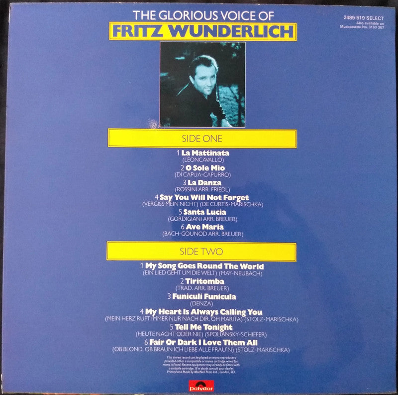 The Glorious Voice of Fritz Wunderlich LP