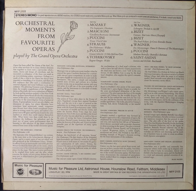 Grand Opera Orchestra - Orchestral Moments From Favourite Operas LP