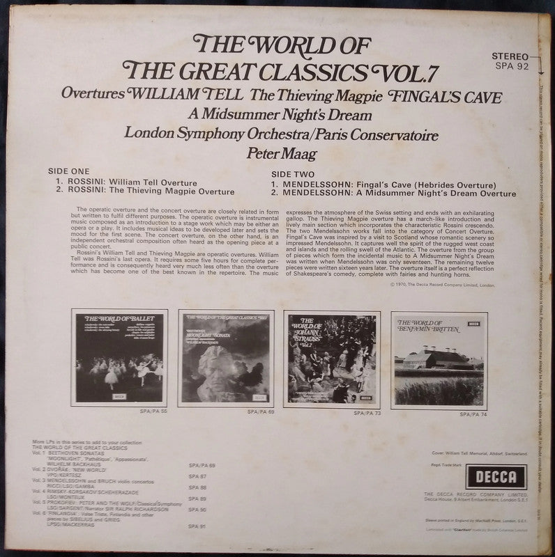 London Symphony Orchestra - The World Of The Great Classics Vol.7 LP