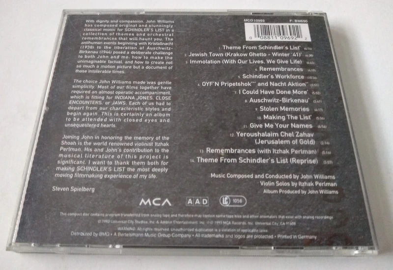 John Williams - Schindler's List (Soundtrack) (1993) CD album