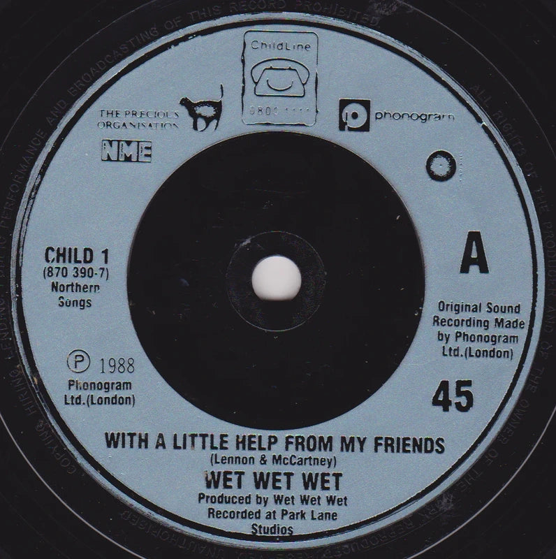 Wet Wet Wet - With A Little Help From My Friends (1988) 7" vinyl single VG/-