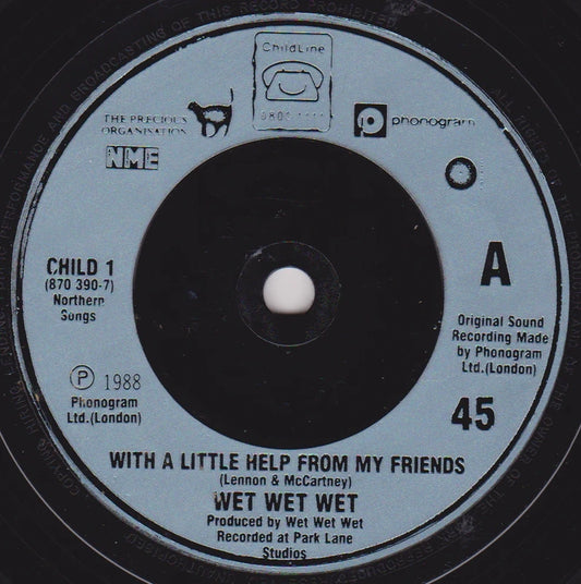 Wet Wet Wet - With A Little Help From My Friends (1988) 7" vinyl single VG/-