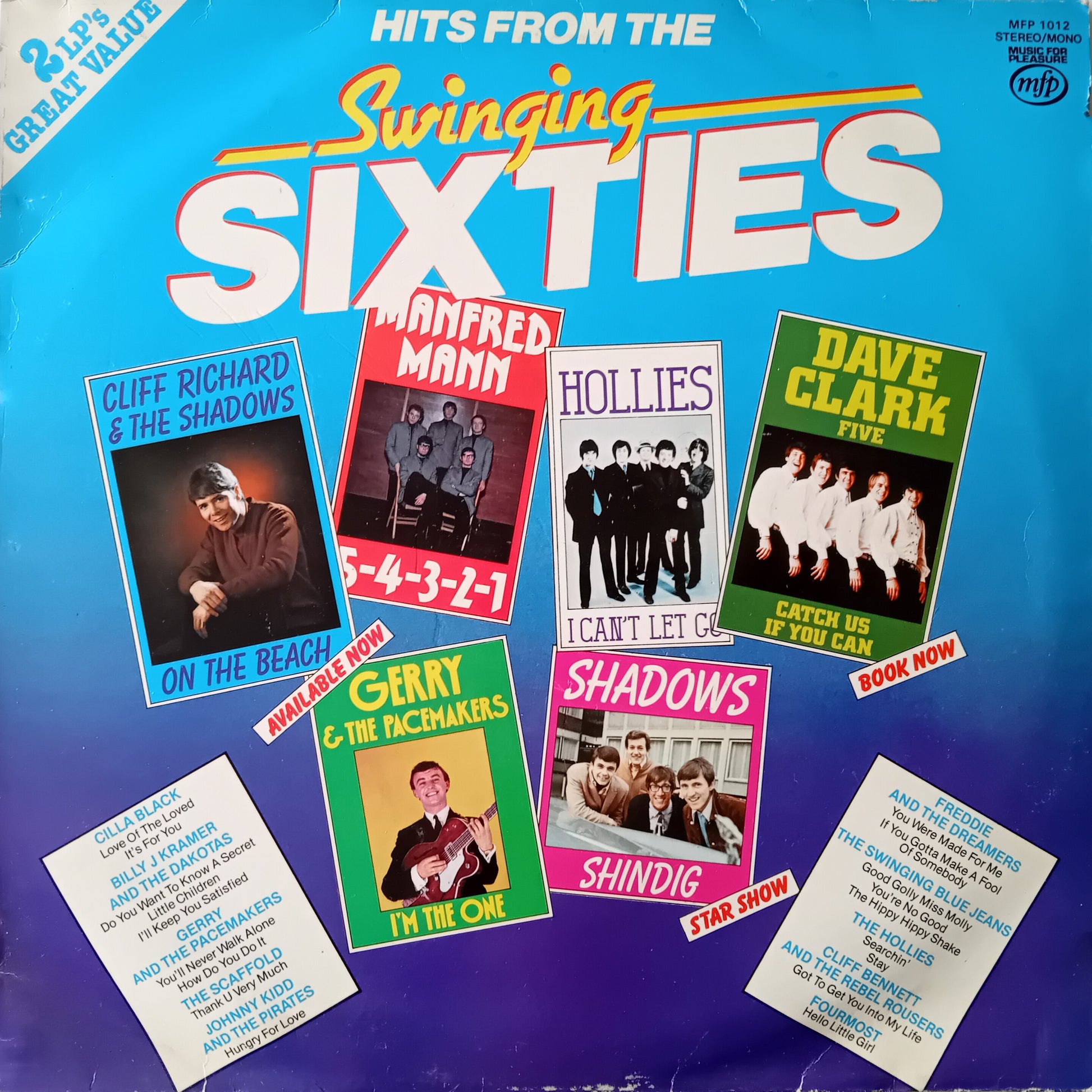 Album cover for 'Hits from the Swinging Sixties' with images of popular 1960s bands.