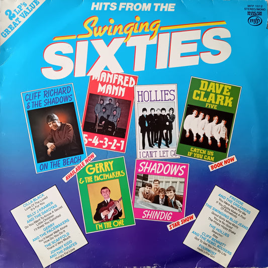 Album cover for 'Hits from the Swinging Sixties' with images of popular 1960s bands.