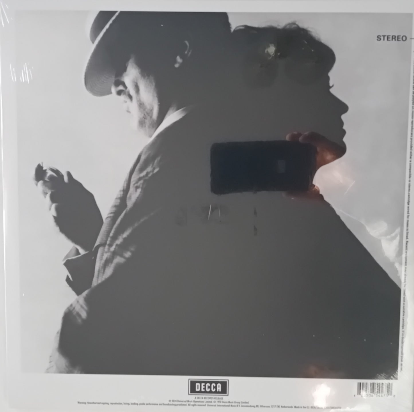 Black and white album cover featuring the Decca label.