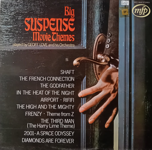 Album cover for 'Big Suspense Movie Themes' with hand reaching through door
