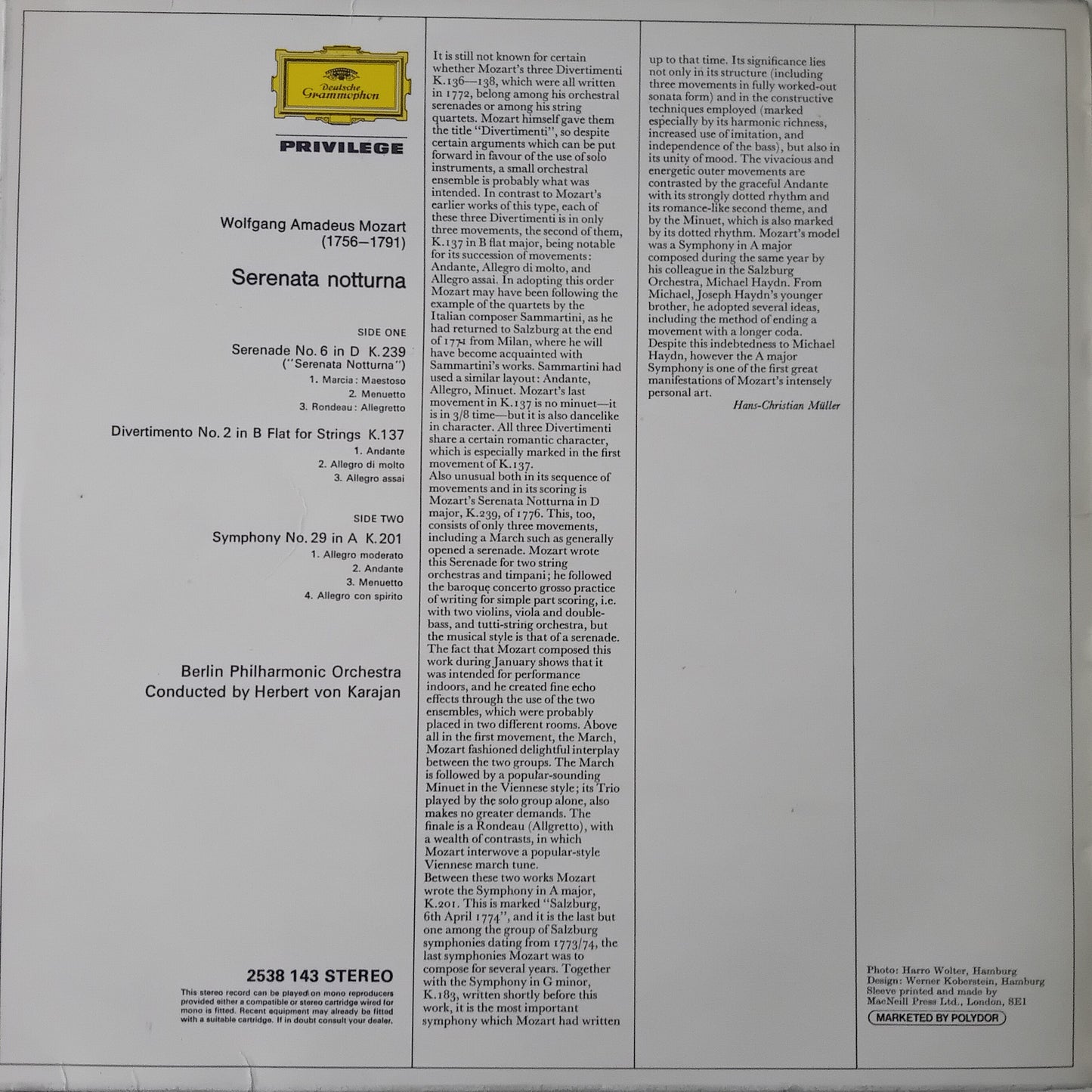 Back cover of a classical music album with text and logo