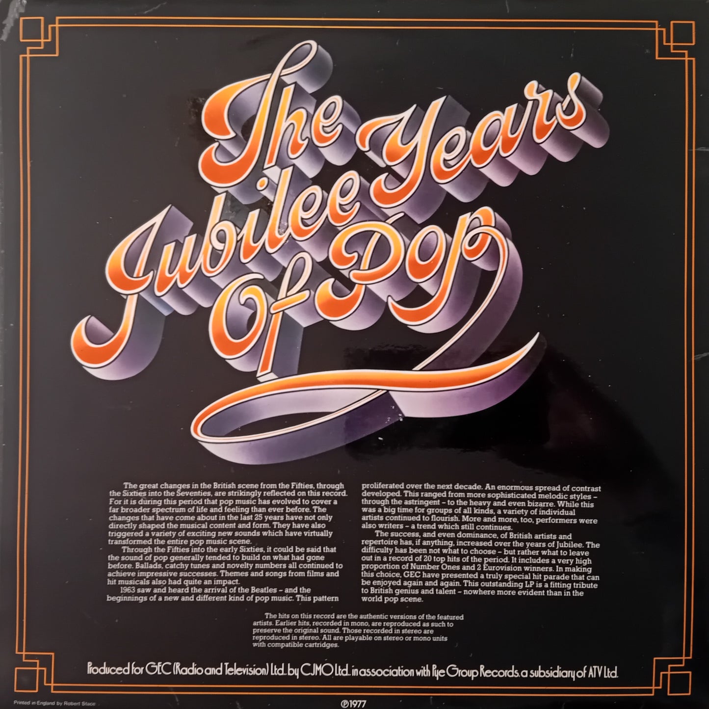 Various – GEC Presents: The Jubilee Years Of Pop (GEC 1977) 12" vinyl LP VG/VG