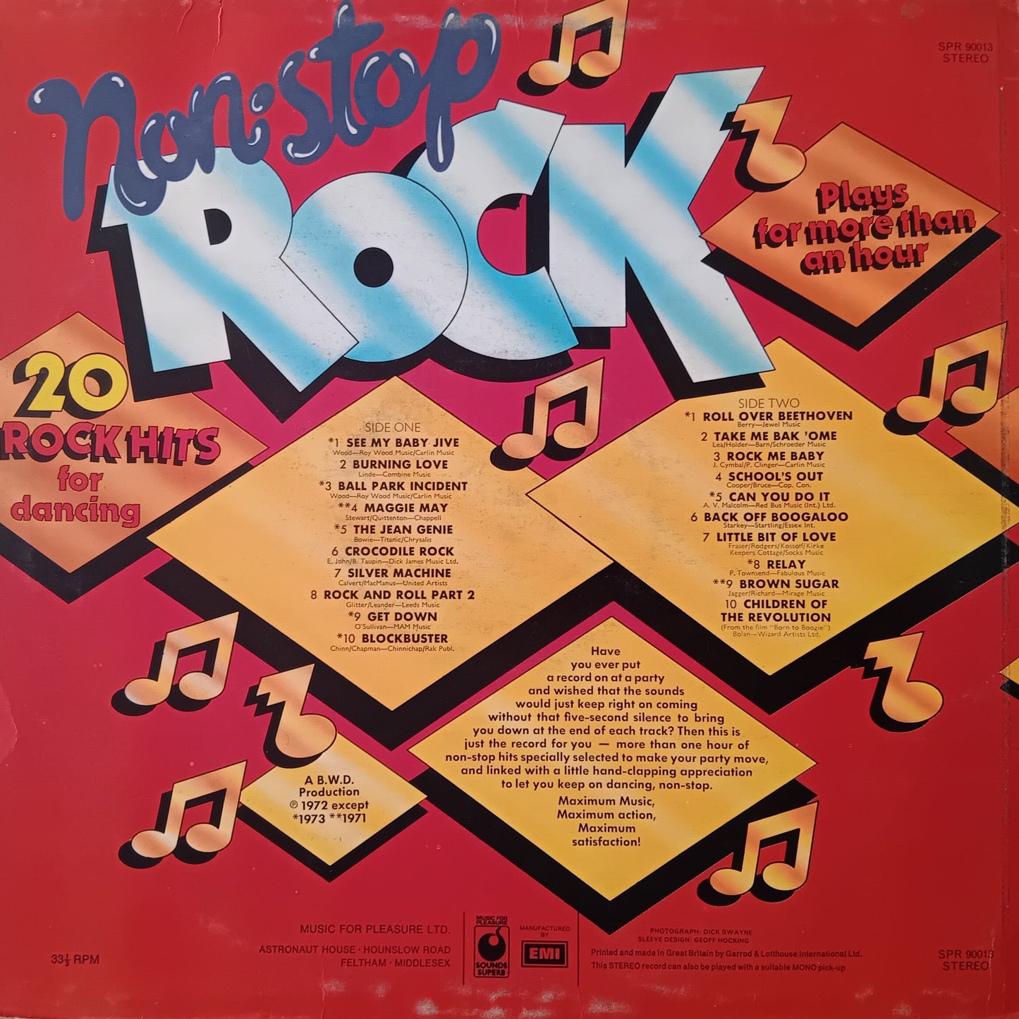 Unknown Artist ‎– Non-Stop Rock (Sounds Superb ‎ 1973) 12" vinyl LP VG/VG