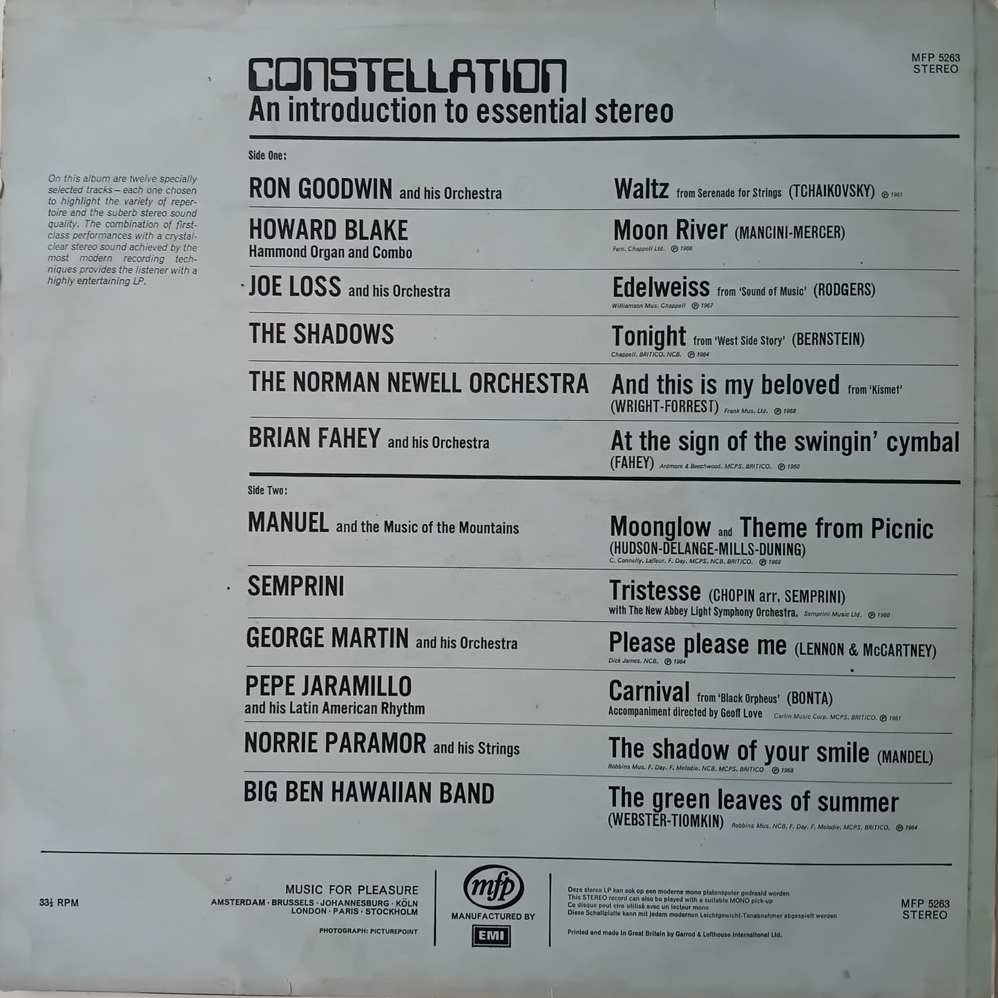 Various ‎– Constellation - An Introduction To Essential Stereo (MFP) 12" vinyl LP VG/VG