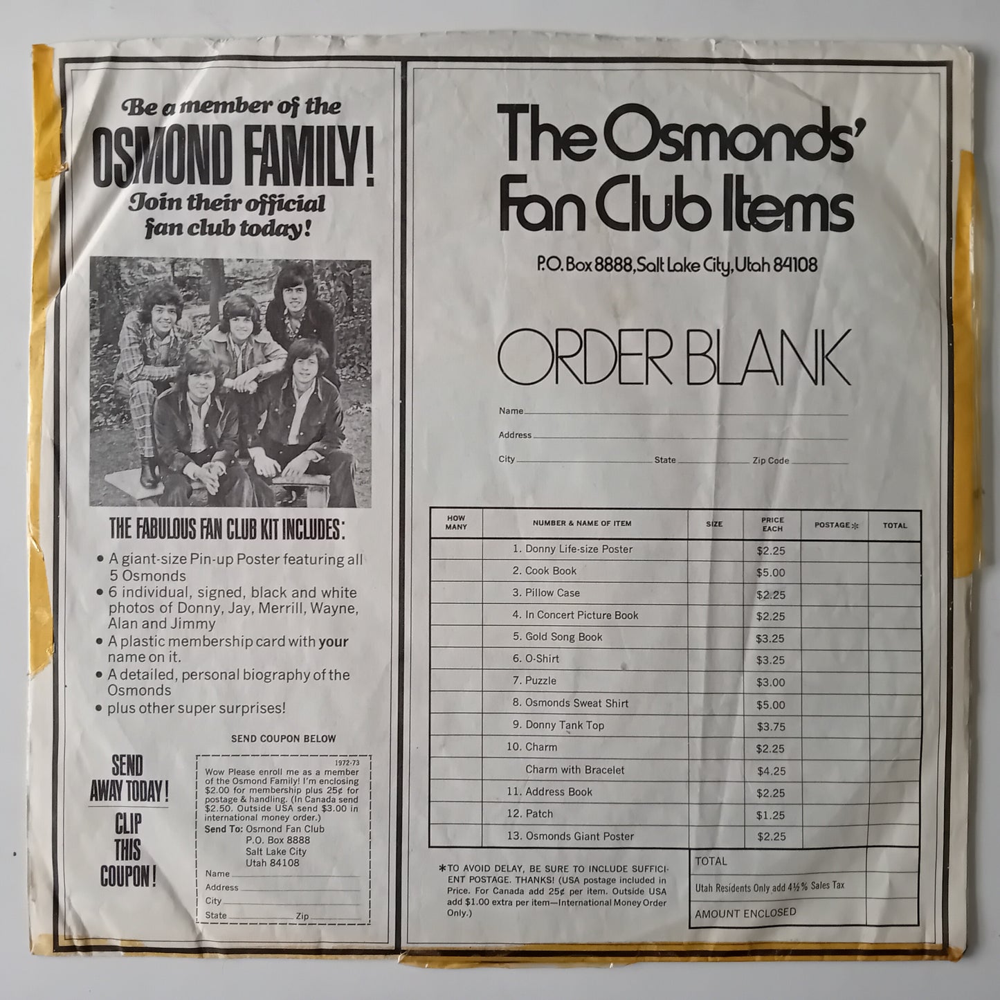 Donny Osmond ‎– My Best To You (MGM 1972) 12" US vinyl LP VG/G+