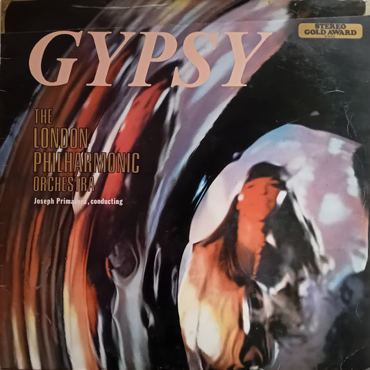 Vinyl record cover of 'Gypsy' by The London Philharmonic Orchestra with abstract design and text.