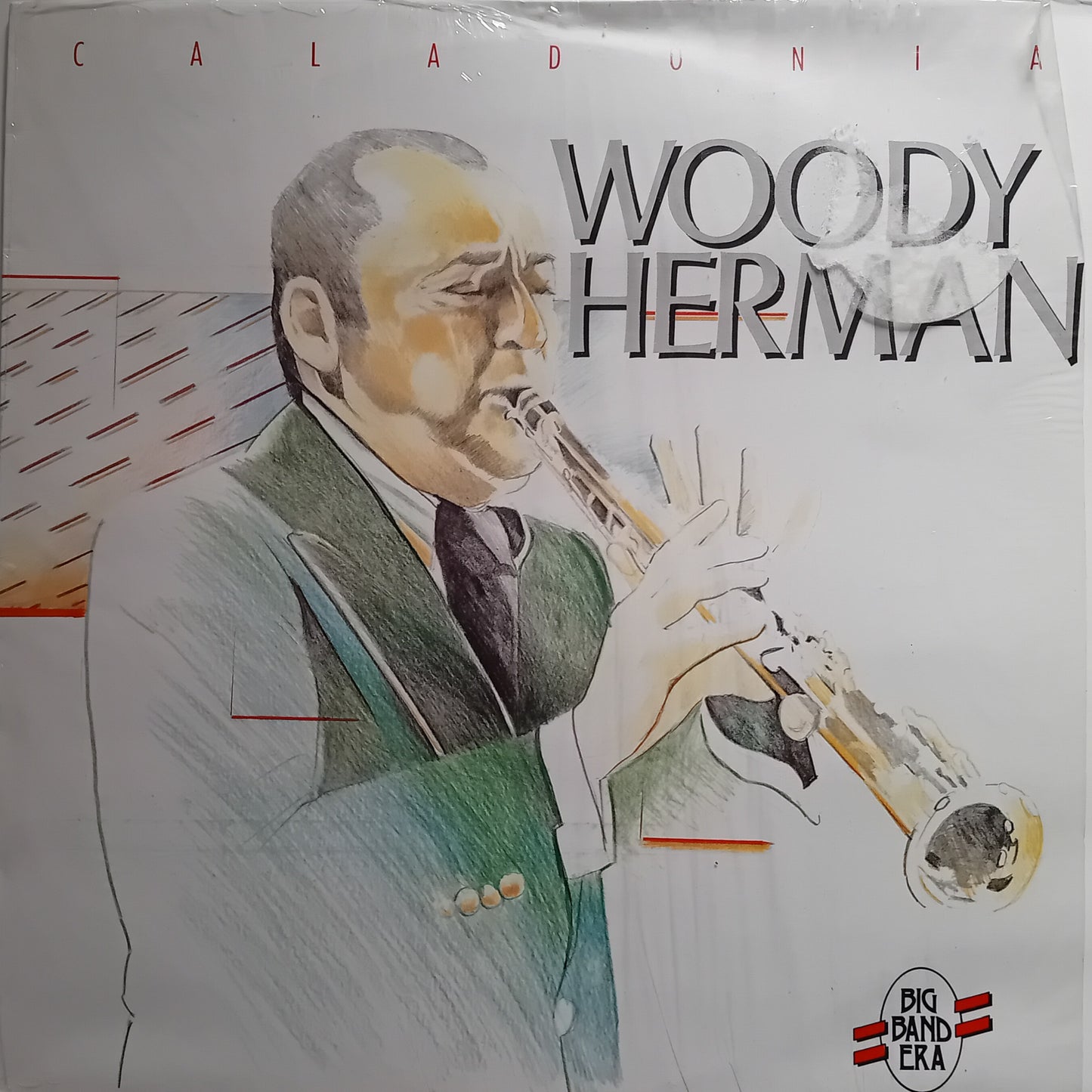 Album cover featuring a illustration of a man playing a saxophone with 'Woody Herman' and 'Caladonia' text.