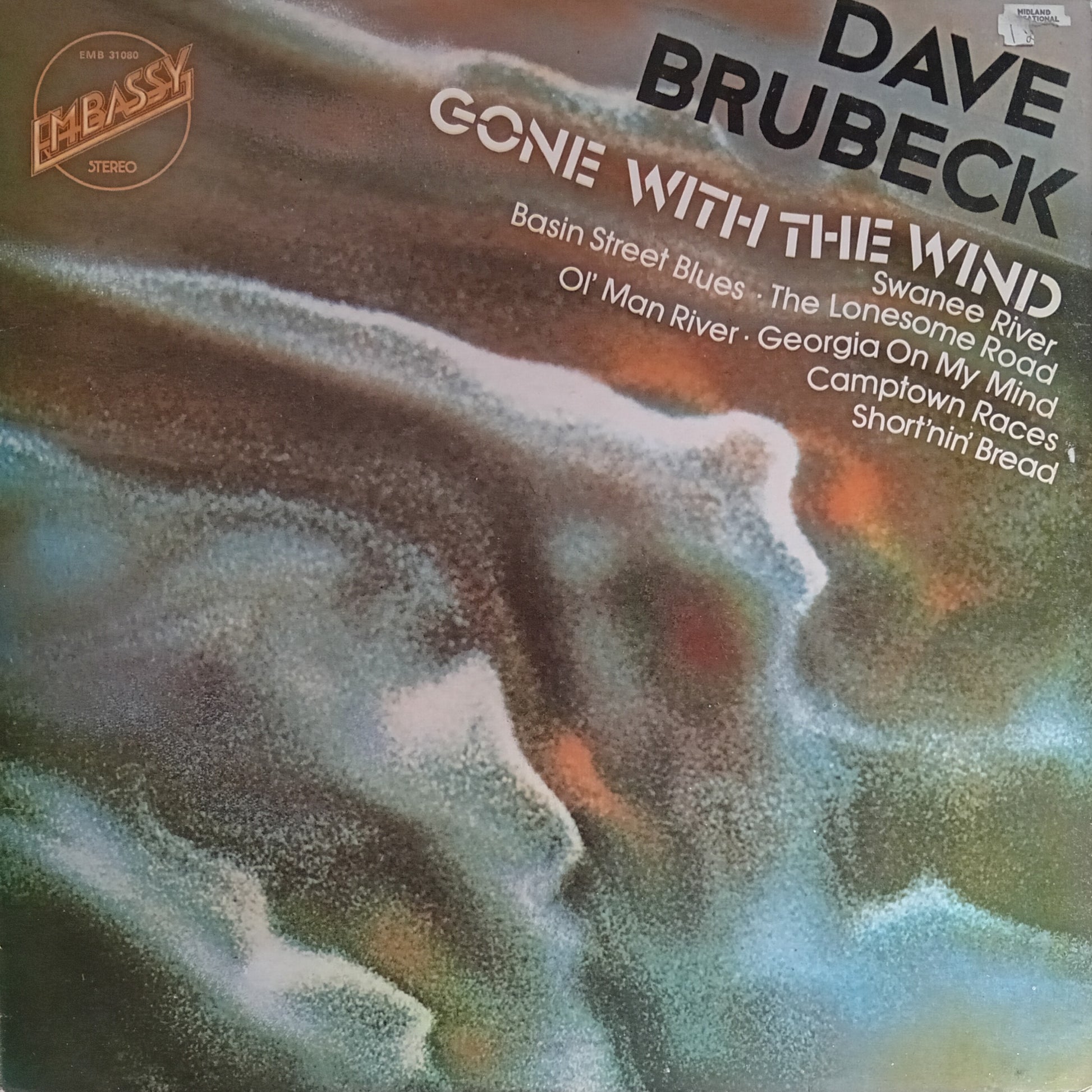 Album cover of Dave Brubeck's 'Gone with the Wind' featuring a textured design and text.