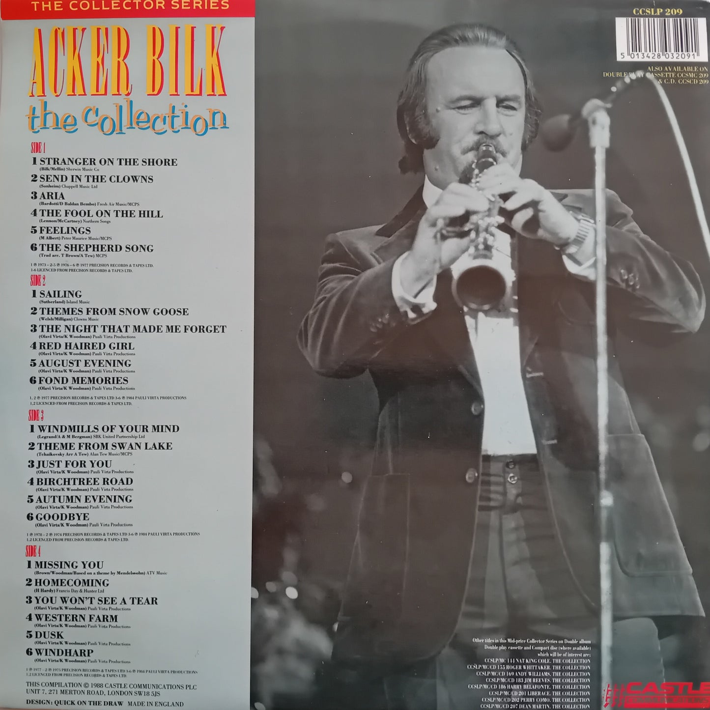 Vinyl record cover with a musician playing a wind instrument and tracklist on the left.
