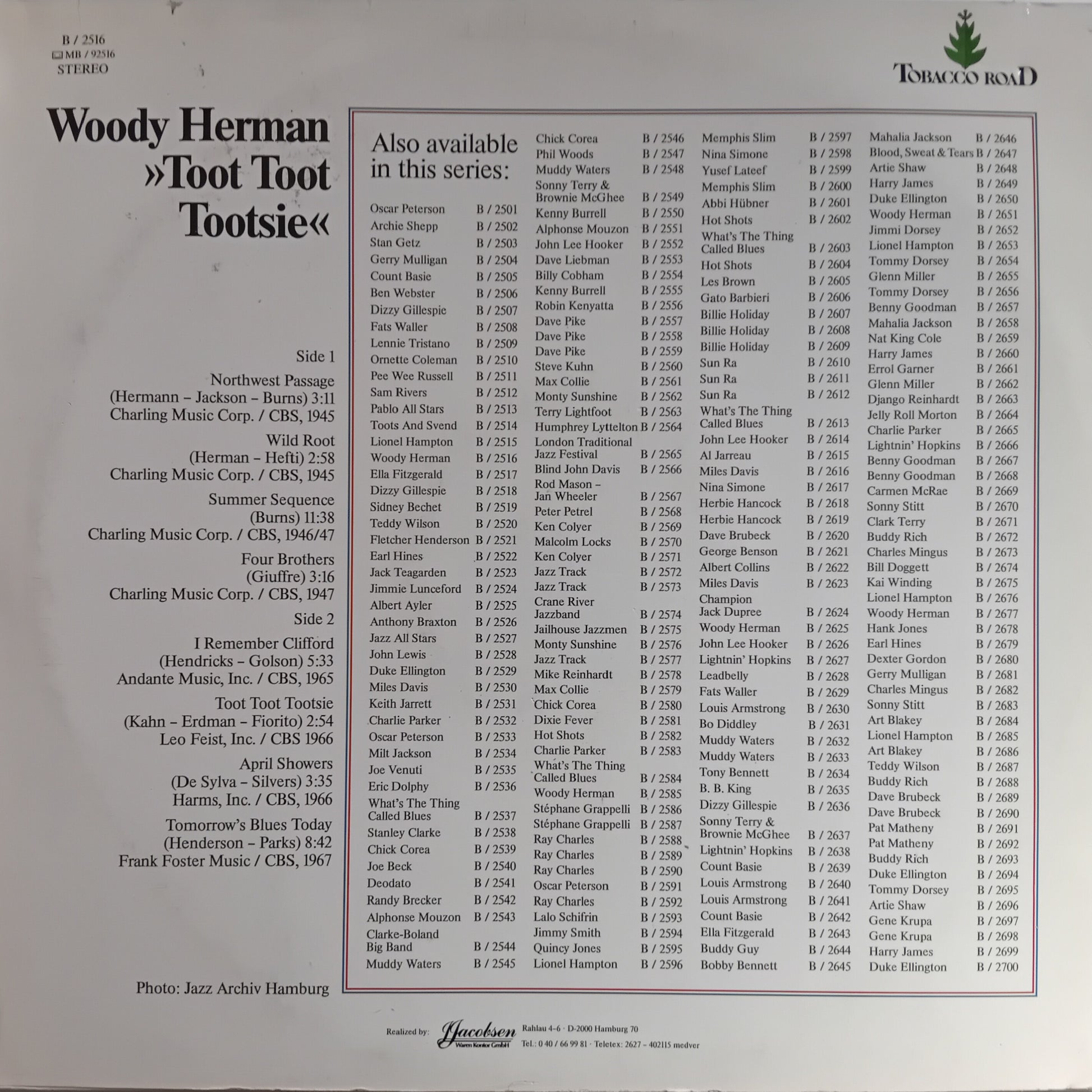 Back cover of a vinyl record featuring a list of songs and credits.
