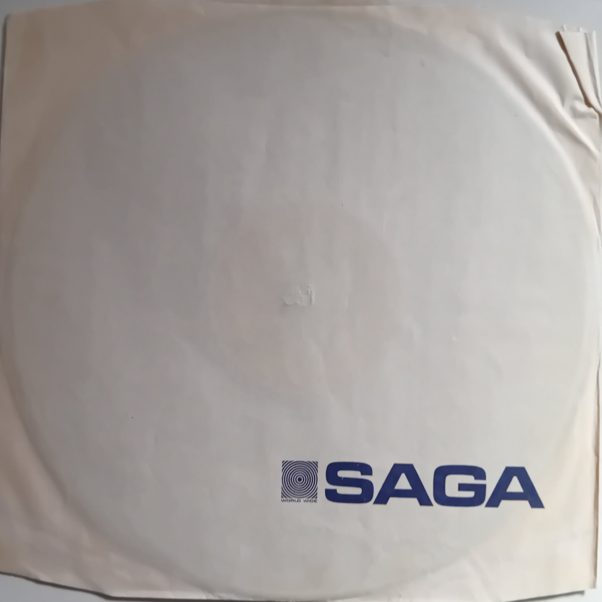 Inner sleeve with 'SAGA' logo on a white background