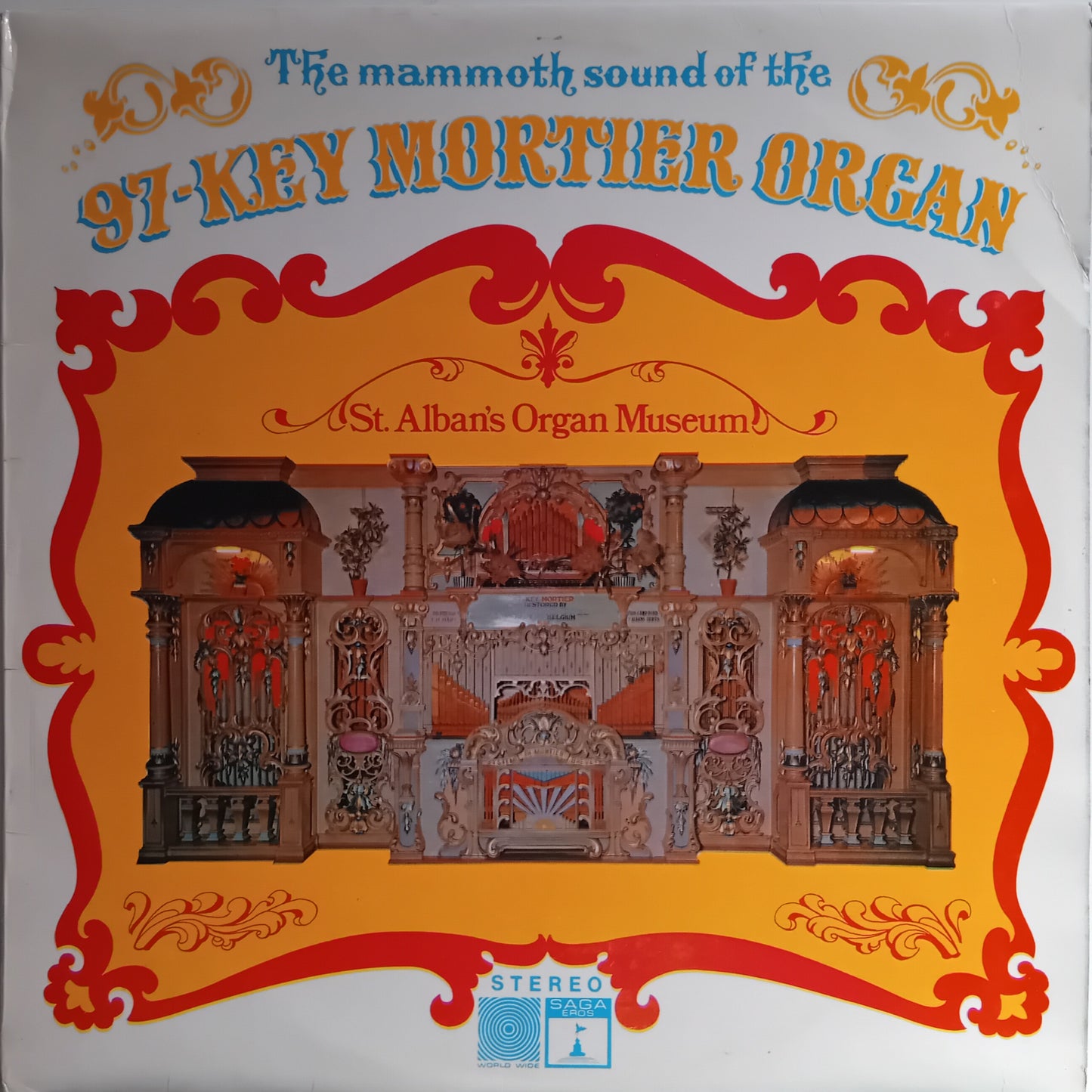 Album cover for 'The Mammoth Sound of the 97-Key Mortier Organ' featuring an ornate organ design.