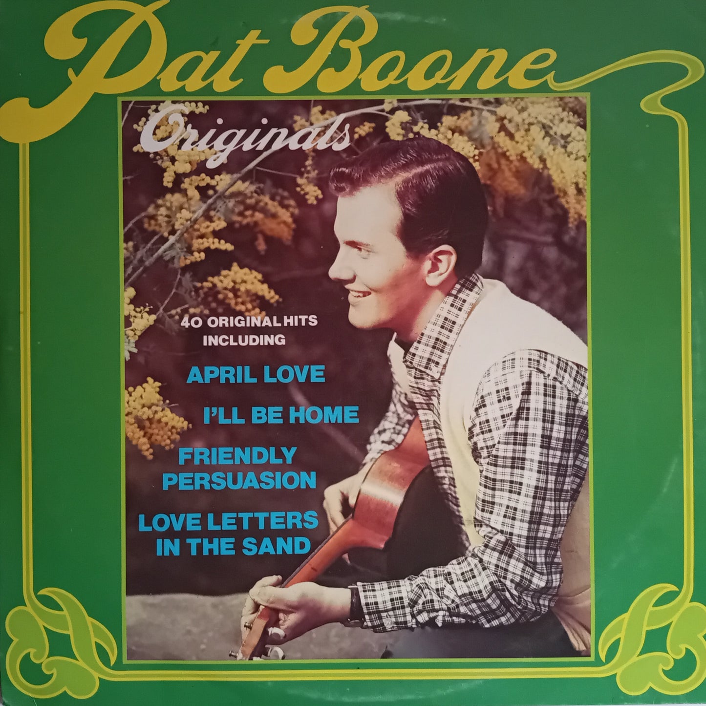 Album cover featuring a man with a guitar against a green background