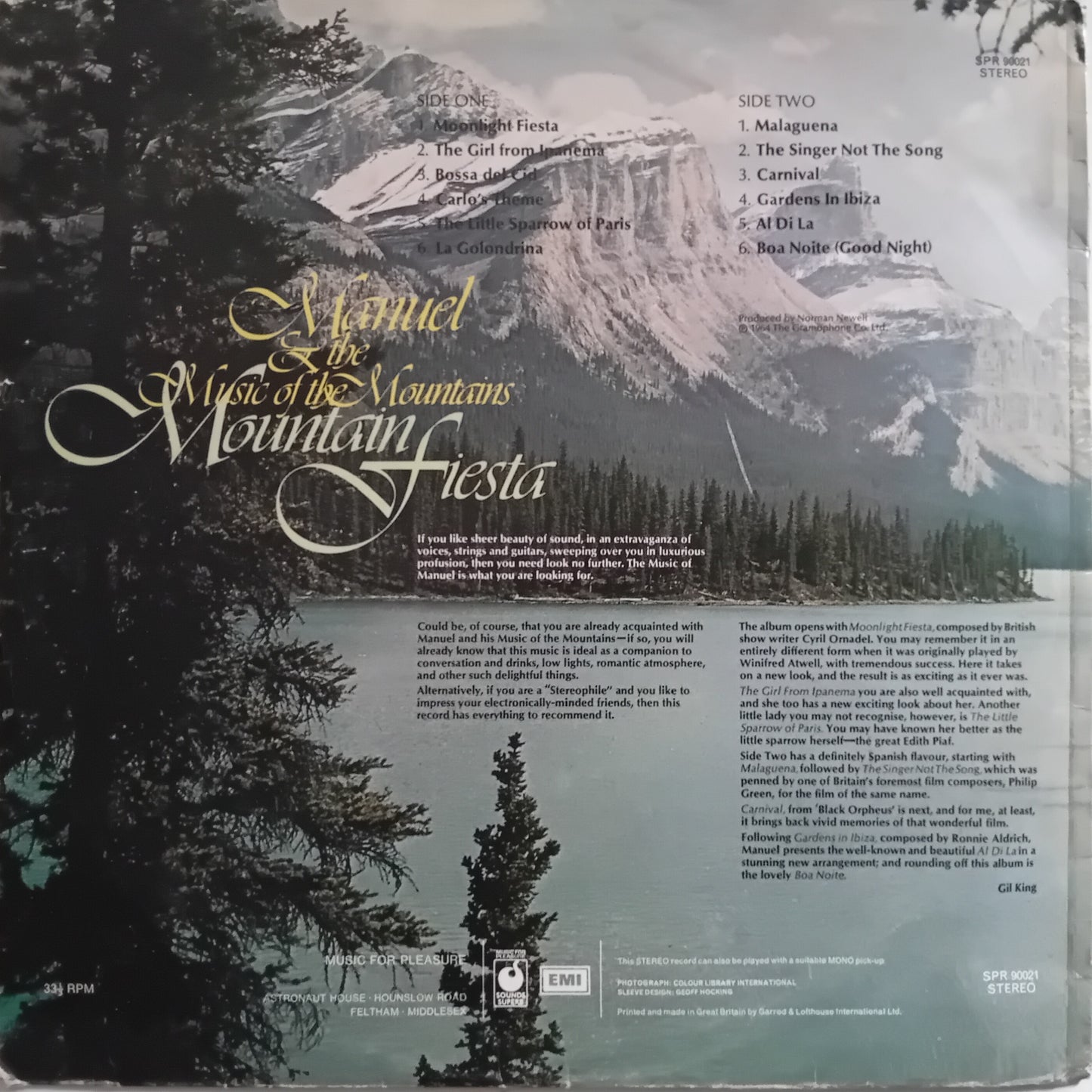 Vinyl record cover with mountain landscape and text