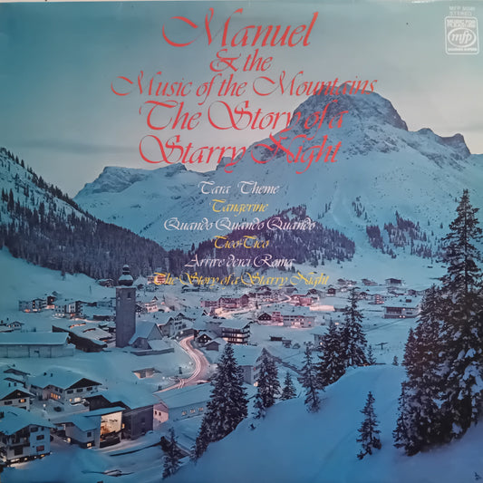 Album cover with snowy mountain landscape and text 'Manuel & the Mountains: The Music of the Mountains, The Story of a Starry Night'.