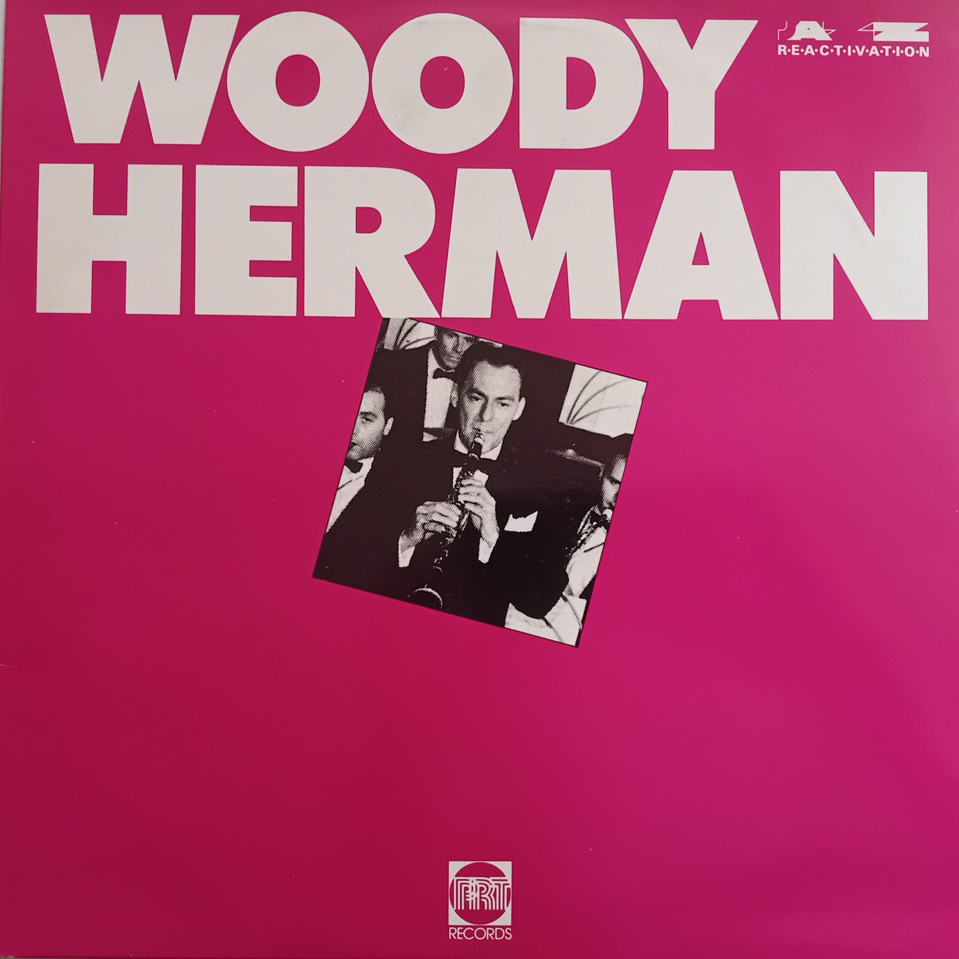 Album cover with 'Woody Herman' text on a pink background