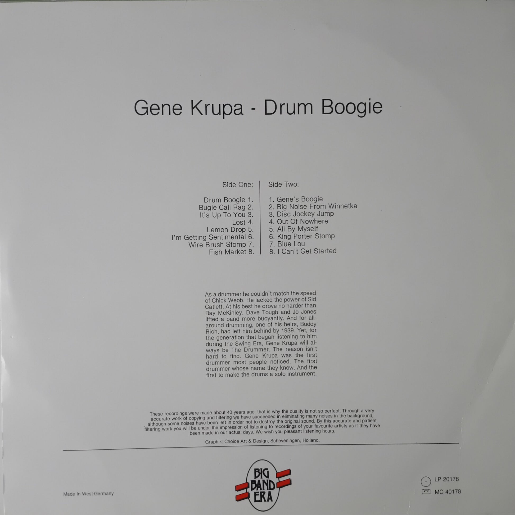 Back cover of a vinyl record with tracklist and branding