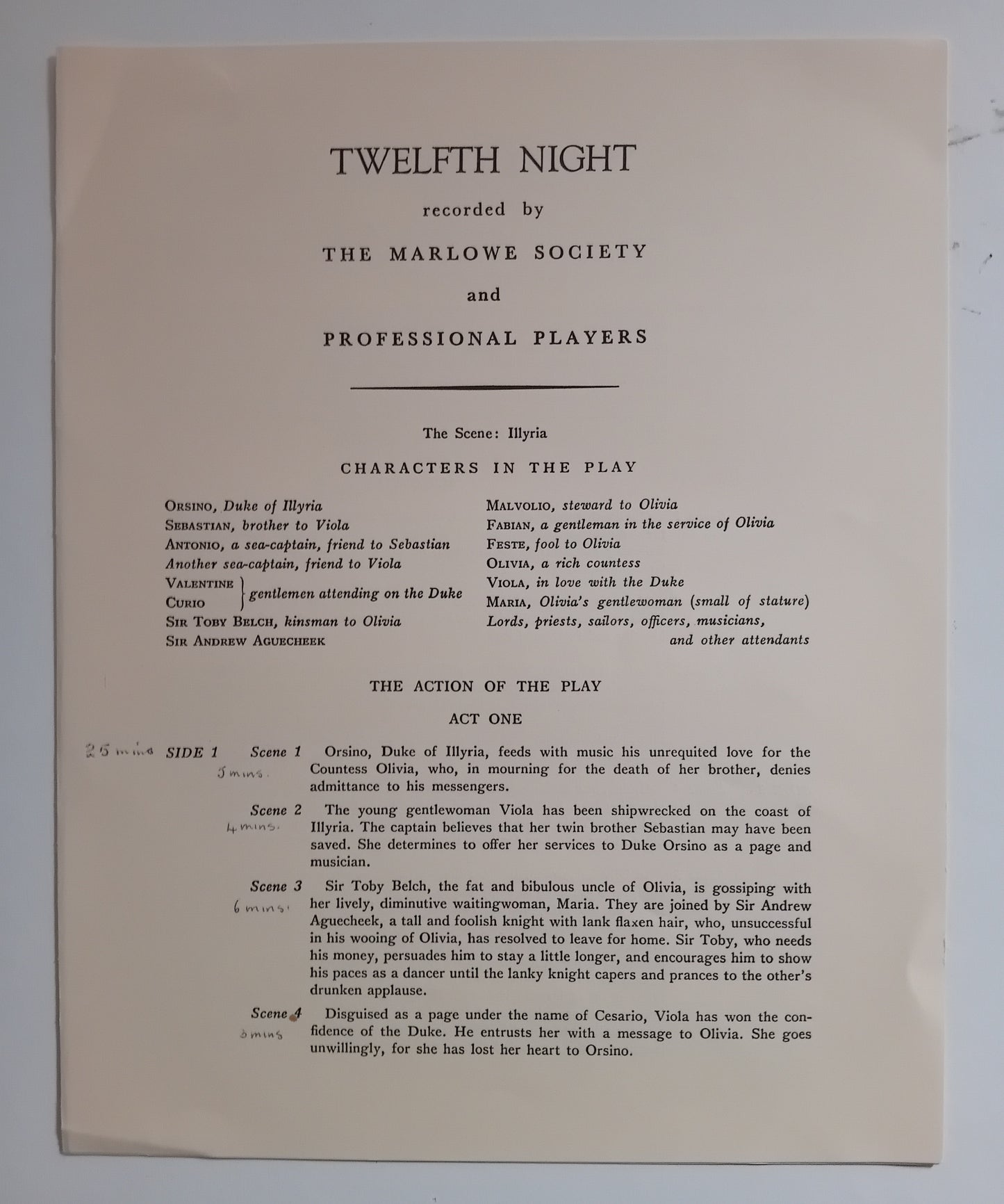 Shakespeare, Marlowe Players – Twelfth Night (Argo 1961) 3x12" vinyl LP box set VG/VG