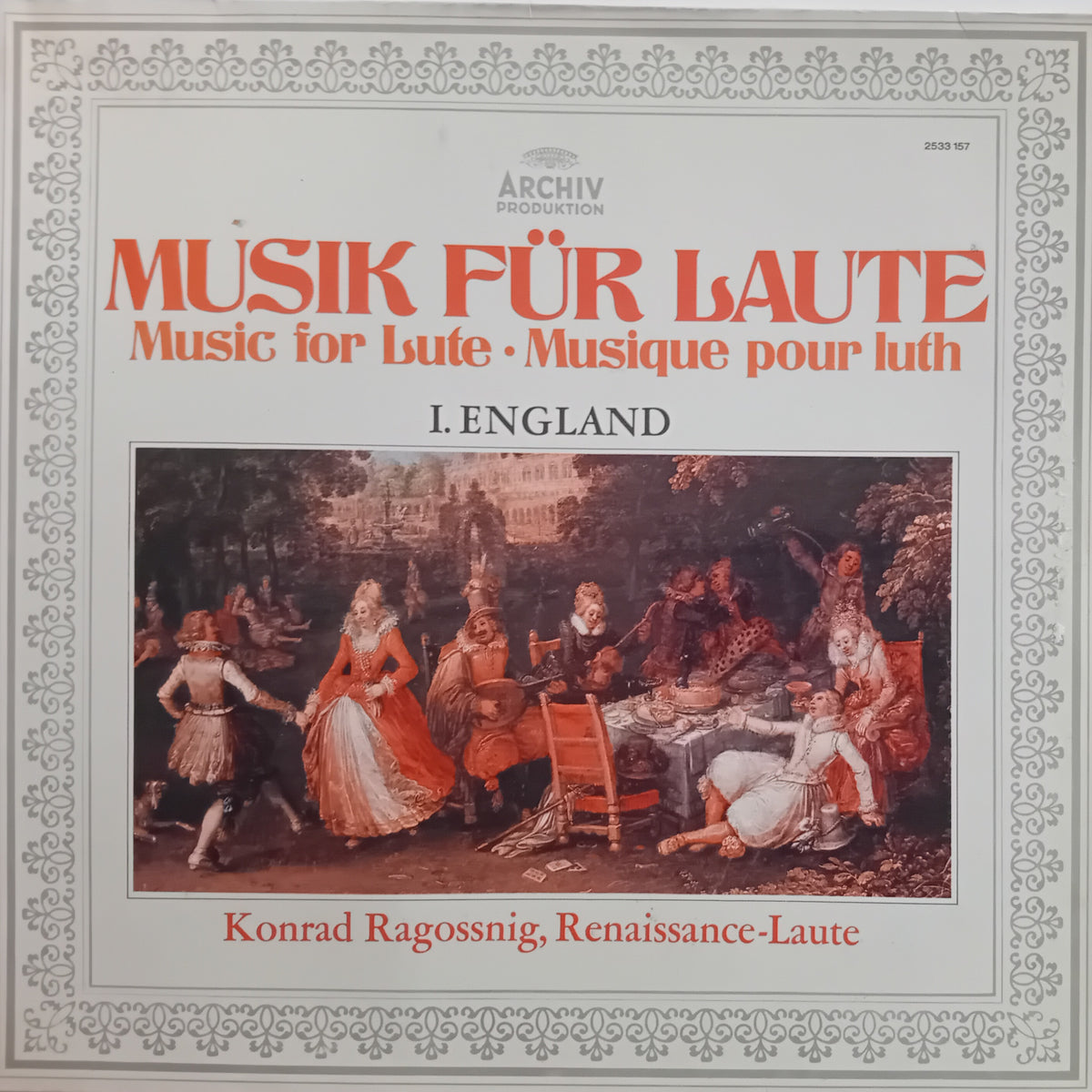 Album cover for 'Musik für Laute - Music for Lute' by I. England, released on Archiv Produktion.