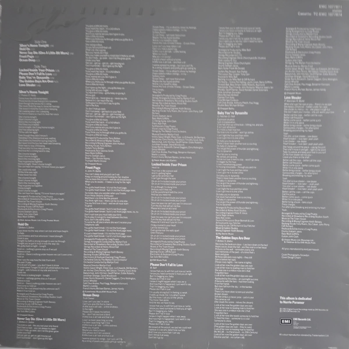 Cliff Richard - Silver (EMI 1983) 12" vinyl LP VG/VG