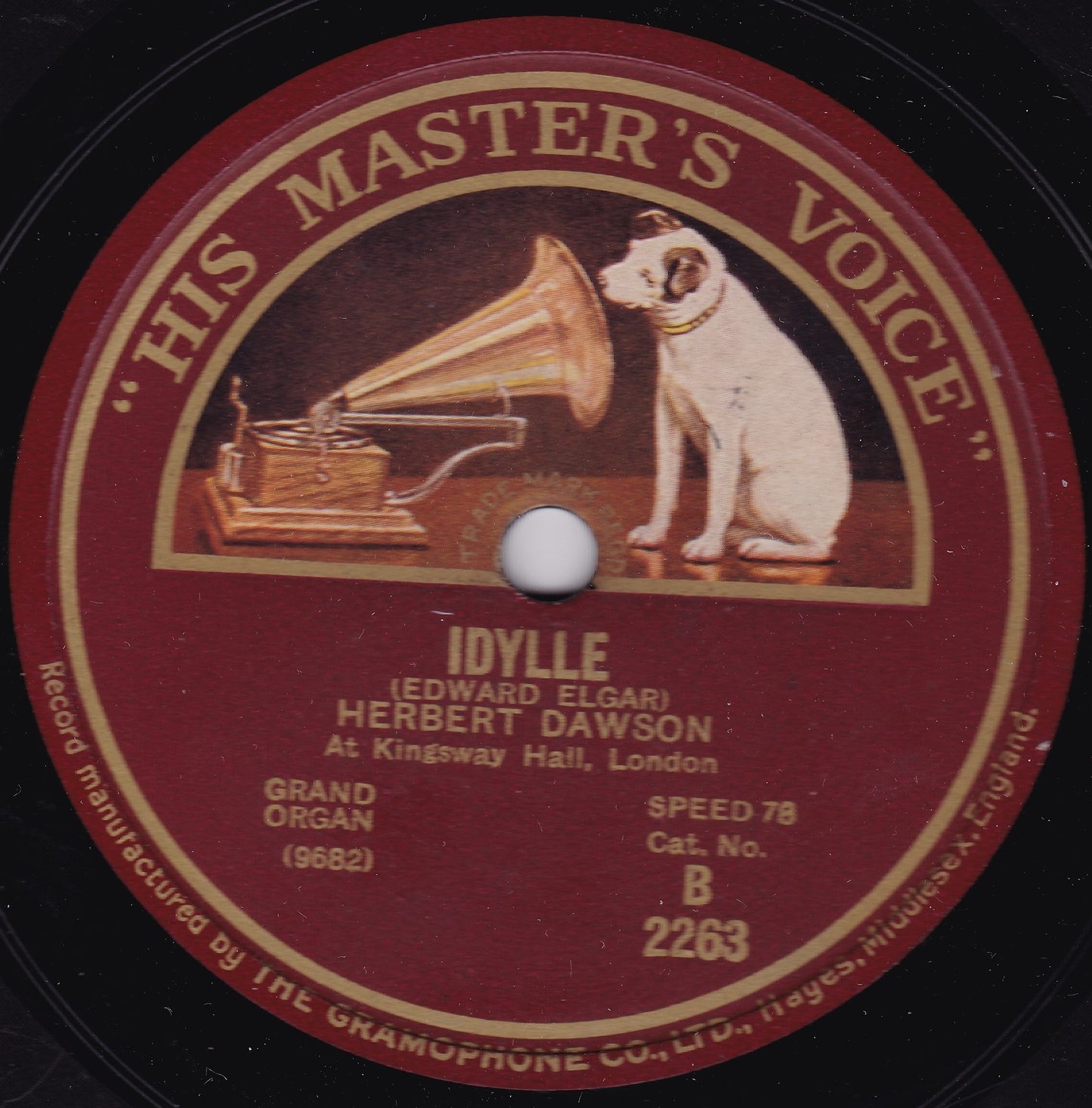 Herbert Dawson – Idylle / Evensong (HMV 1926) 10" shellac VG/-