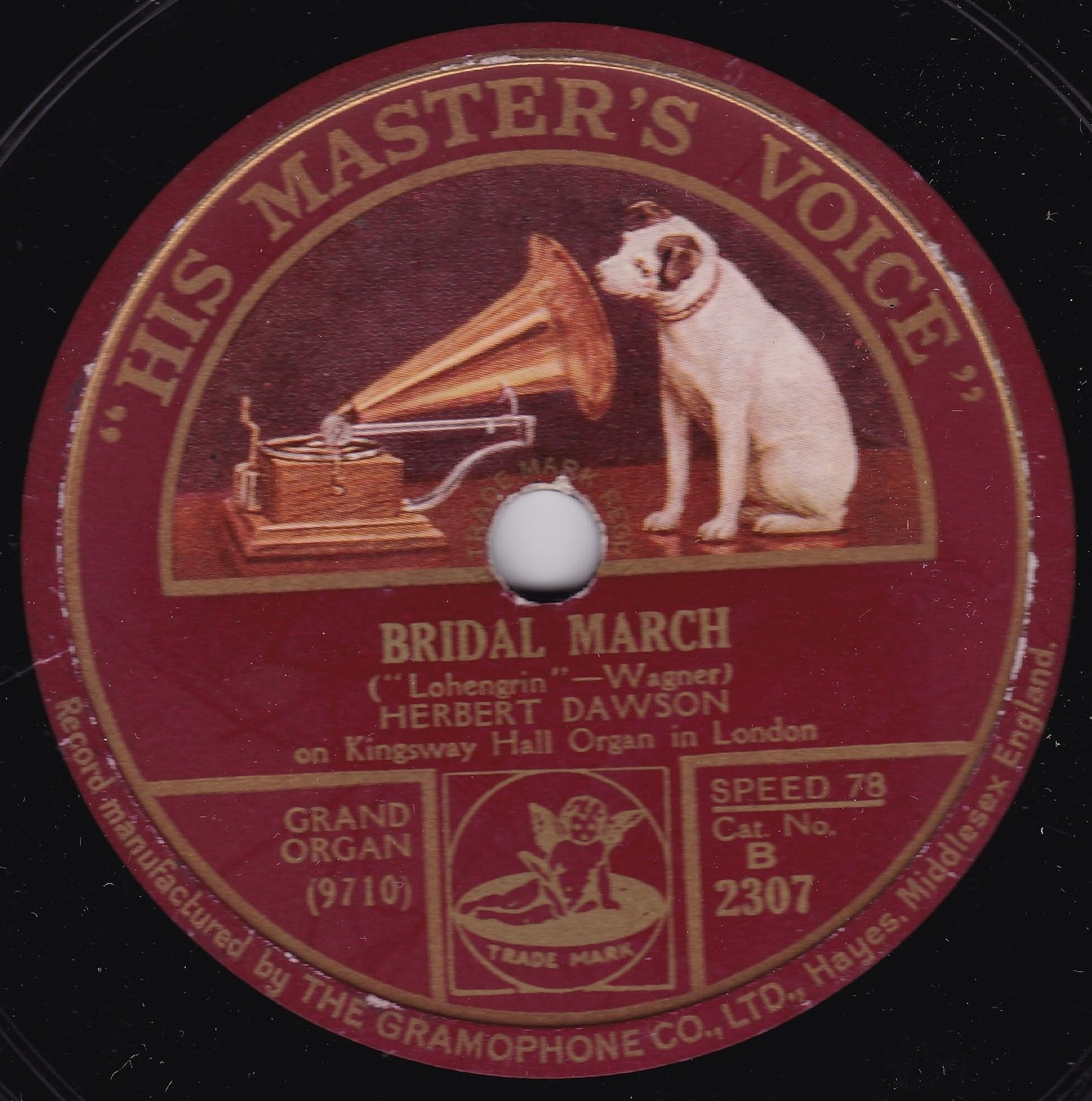 Herbert Dawson – Bridal March / Grand Choeur (HMV 1926) 10" shellac G+/-