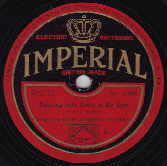 Dixie Marimba Players - Dancing With Tears In My Eyes (1930) 10" shellac VG/-