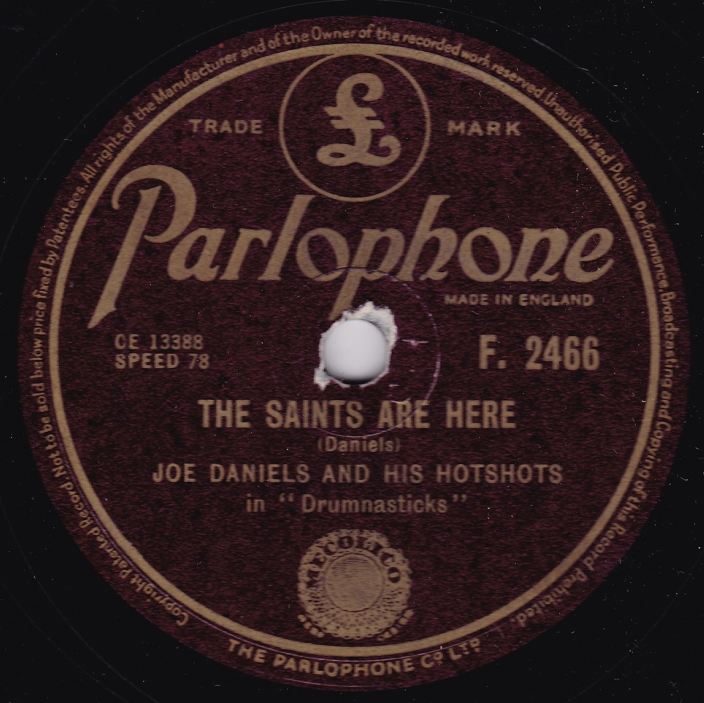 Joe Daniels And His Hotshots – Joint's A Jivin' (1952) 10" shellac VG/G+