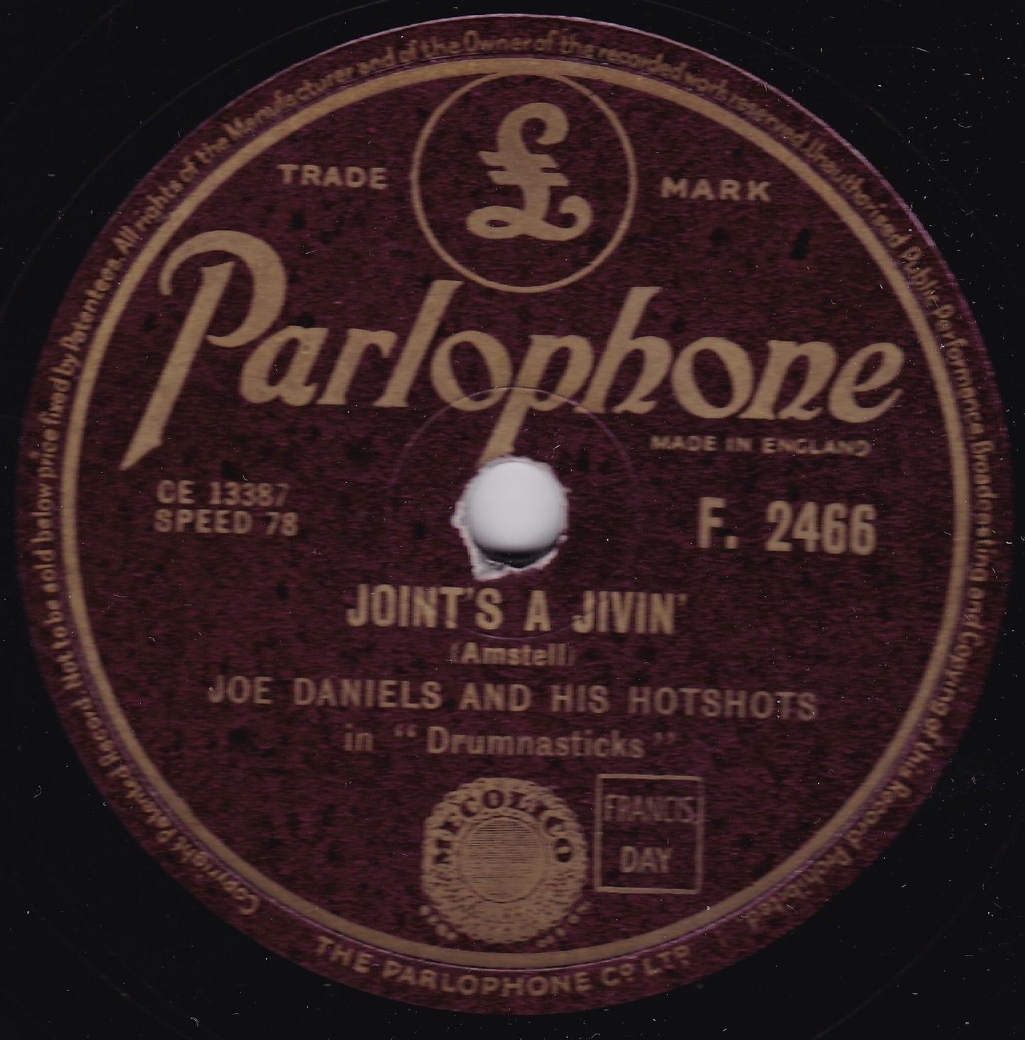 Joe Daniels And His Hotshots – Joint's A Jivin' (1952) 10" shellac VG/G+