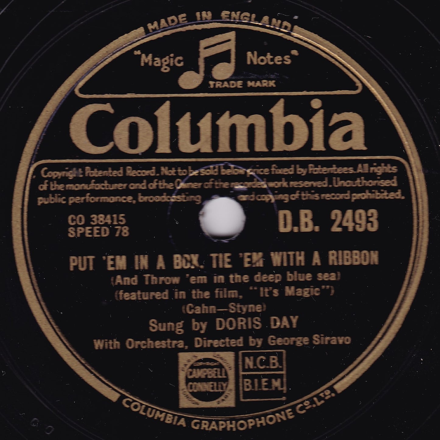 Doris Day – It's Magic / Put 'Em In A Box (Columbia 1948) 10" shellac VG/-