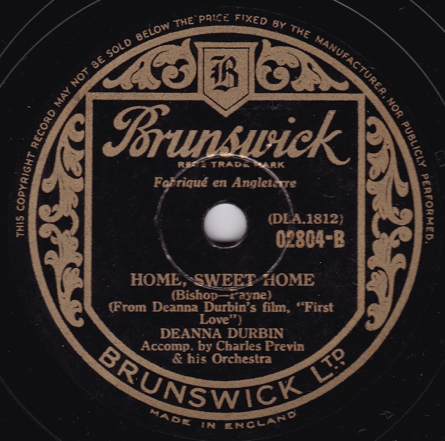 Deanna Durbin – Ave Maria / Home Sweet Home (Brunswick 1939) 10" shellac VG/-