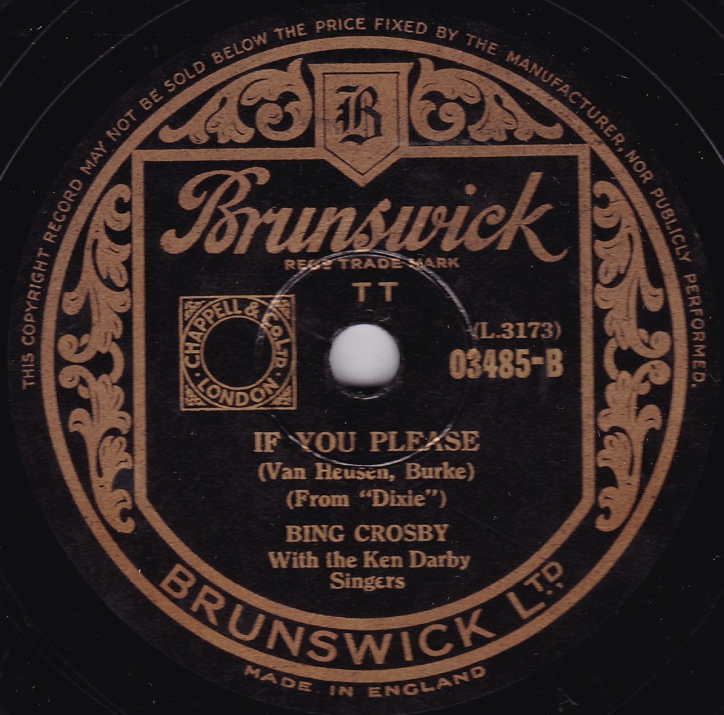 Bing Crosby – Sunday, Monday, Or Always (Brunswick) 10" shellac VG/-