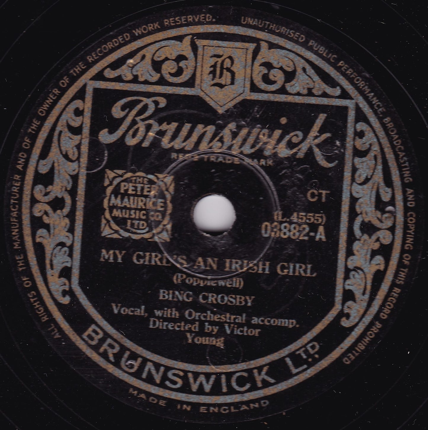 Bing Crosby – My Girl's An Irish Girl / Galway Bay 10" shellac VG/-