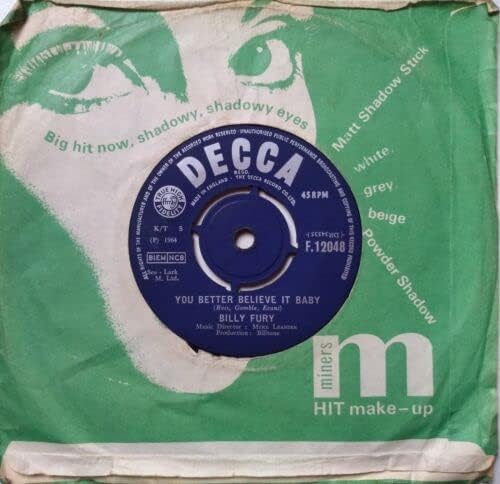 Billy Fury ‎– I'm Lost Without You (Decca 1964) 7" vinyl single VG/-