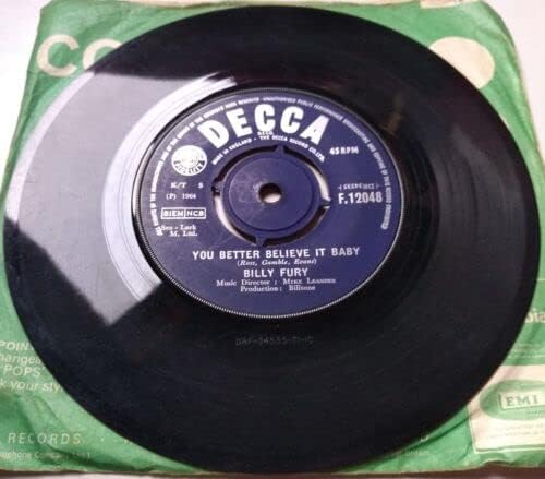 Billy Fury ‎– I'm Lost Without You (Decca 1964) 7" vinyl single VG/-