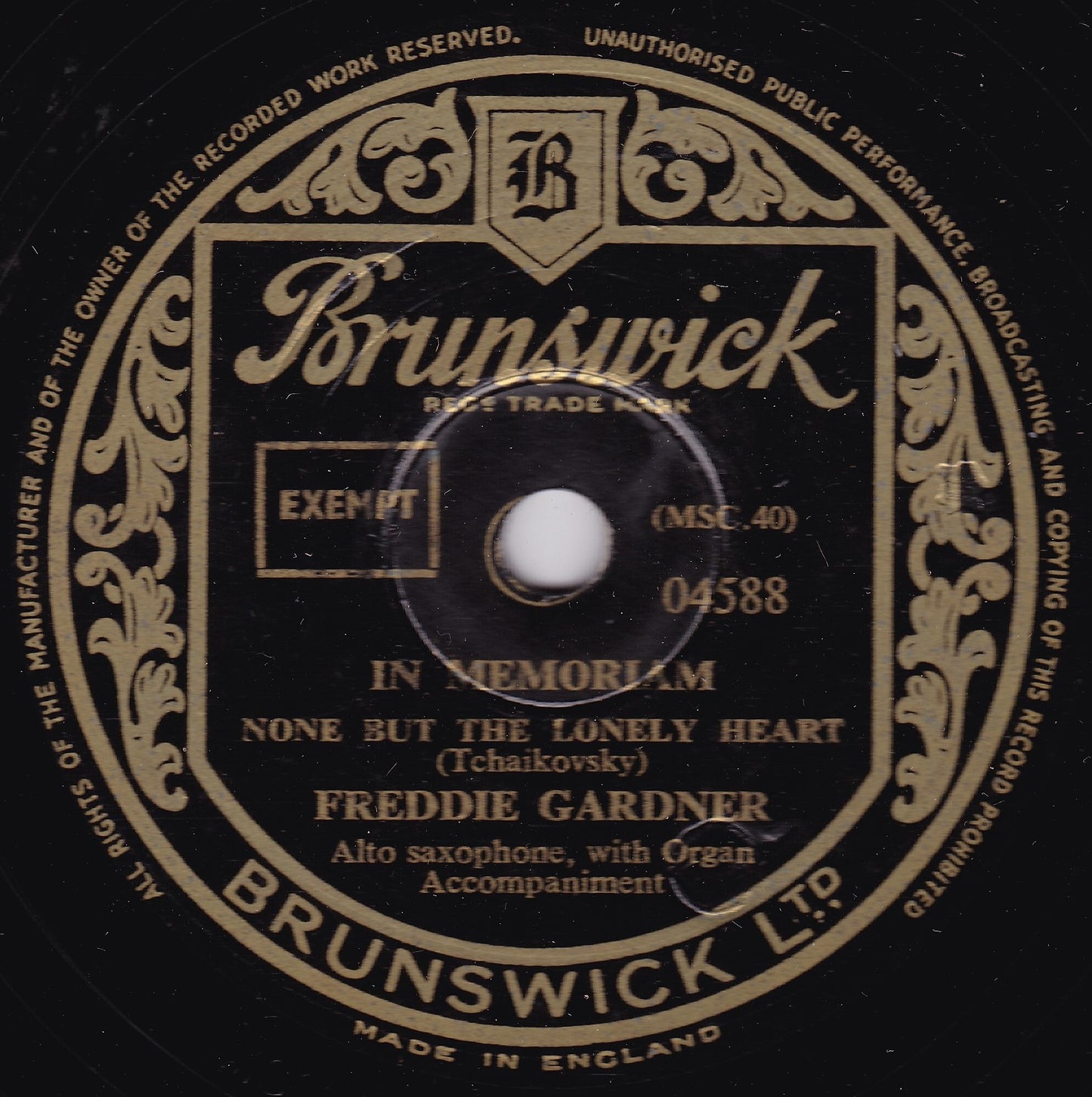 Freddie Gardner ‎– I Hear You Calling Me (Brunswick) 10" shellac VG/G+