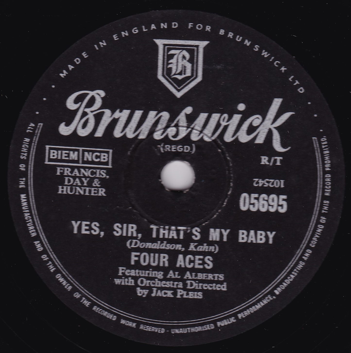 Four Aces - Yes, Sir That's My Baby (Brunswick 1957) 10" shellac VG/-