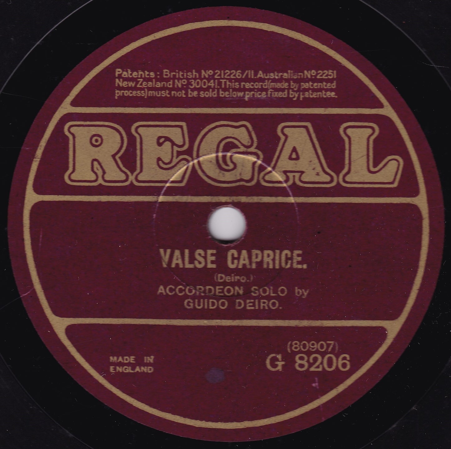 Guido Deiro - Valse Caprice / Marcheta (Regal) 10" shellac VG/-