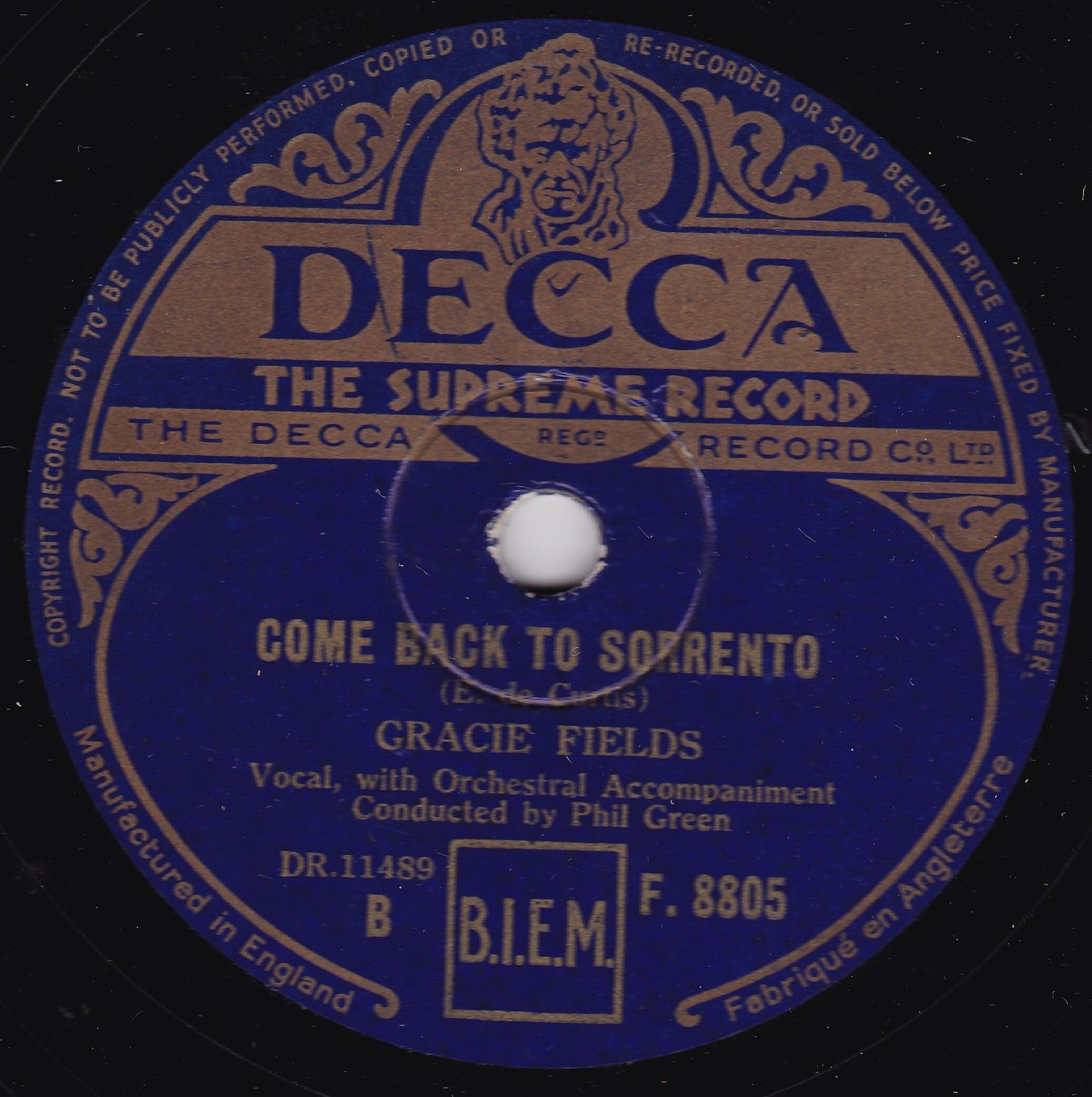 Gracie Fields - Now Is The Hour / Come Back To Sorrento (1947) 10" shellac VG