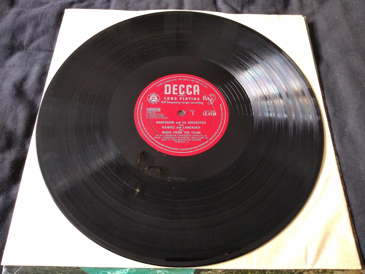 Mantovani And His Orchestra With Rawicz And Landauer ‎– Play Music From The Films (Decca) 12" vinyl LP VG/VG mono
